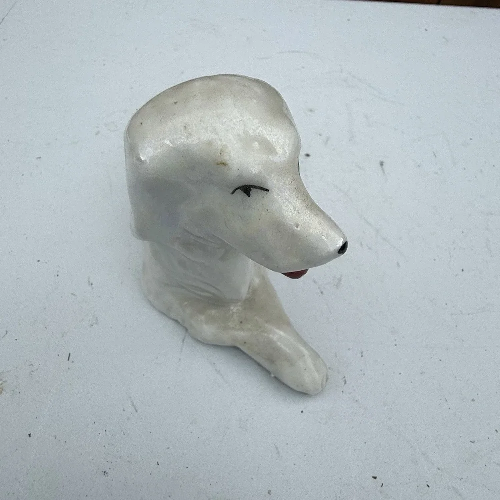 Vintage Porcelain Glazed White Dog‎ Made In Japan.